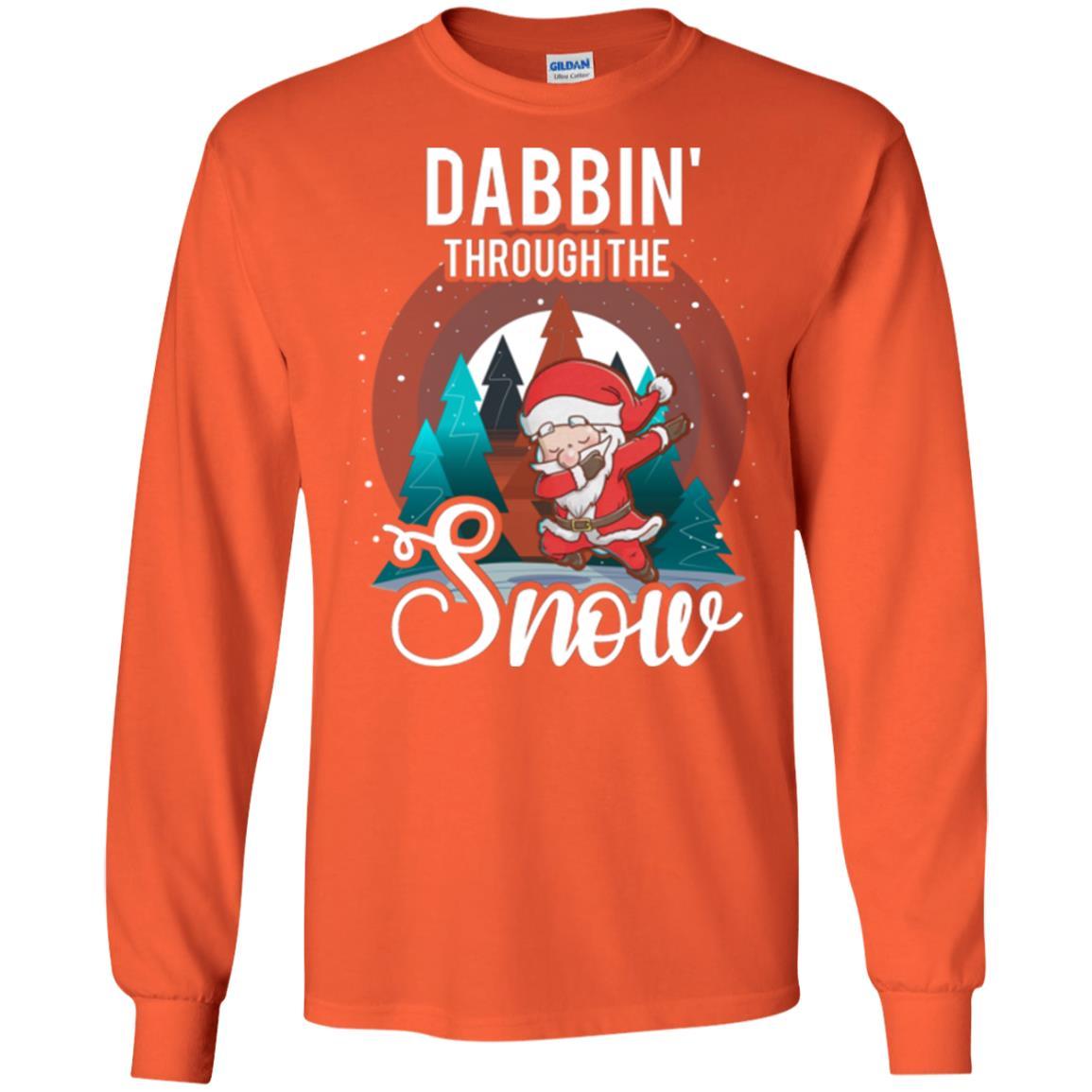 Christmas T-shirt Santa Claus Dabbing Through The Snow Orange