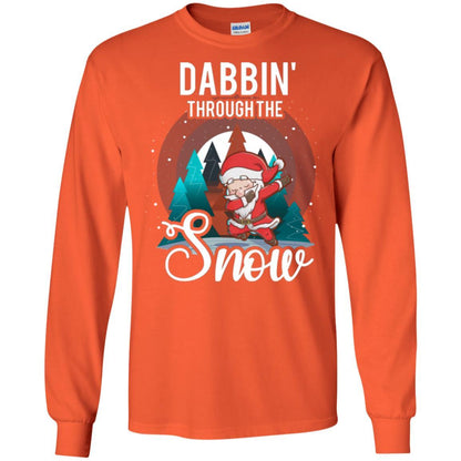 Christmas T-shirt Santa Claus Dabbing Through The Snow Orange