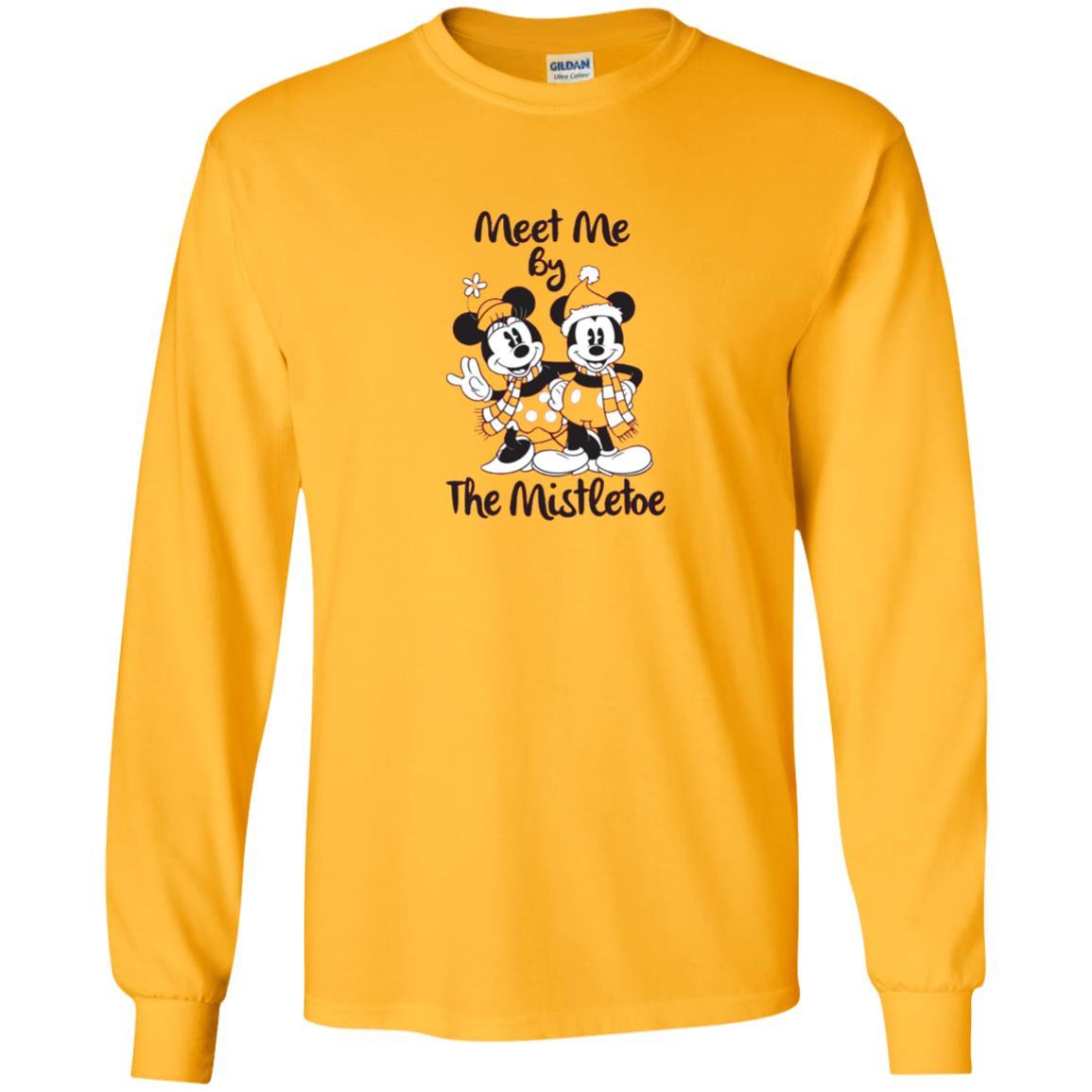 Christmas T-shirt Meet Me By Mistletoe Gold