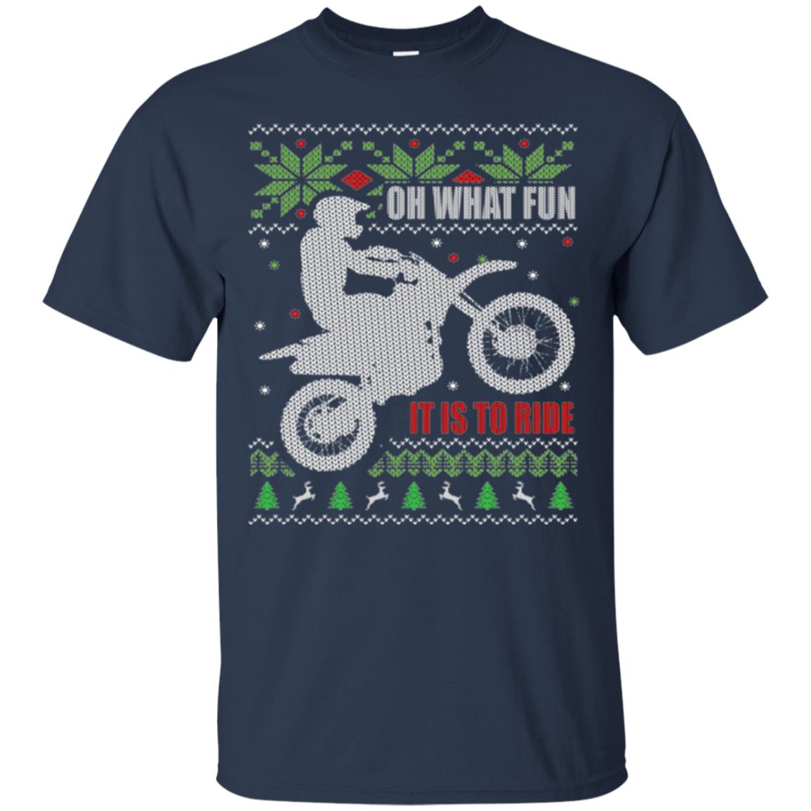 Motorbike T-shirt Oh What Fun It Is To Ride Navy