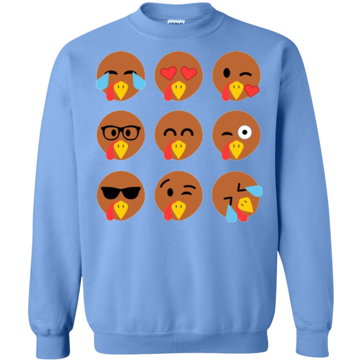 Thanksgiving T-shirt Turkey Emojis Carolina Blue
