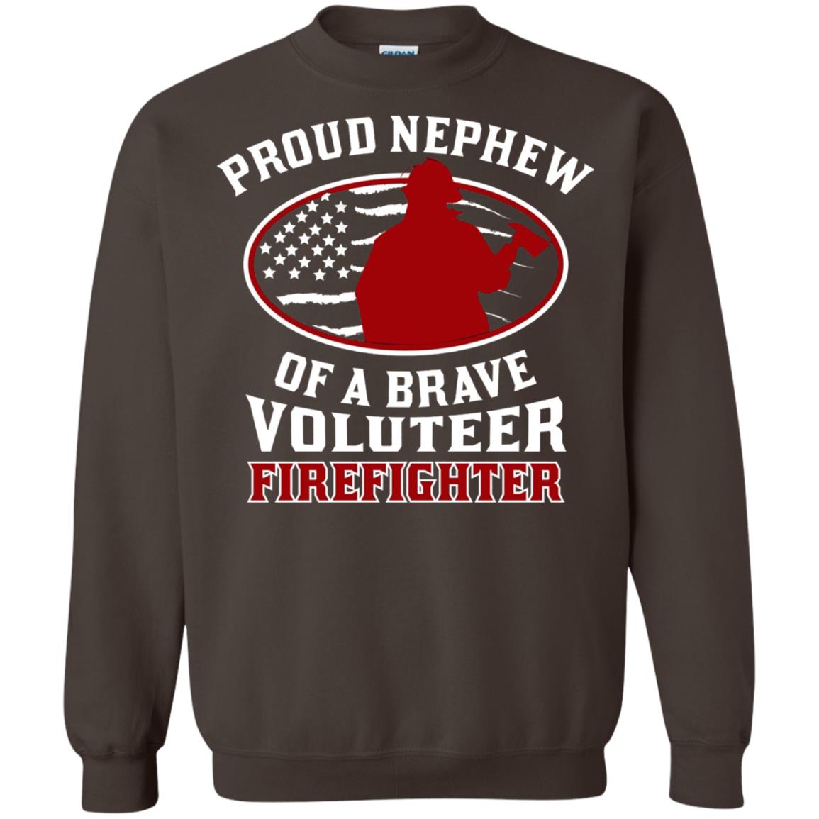 Volunteer Firefighter T-shirt American Flag Proud Nephew Dark Chocolate