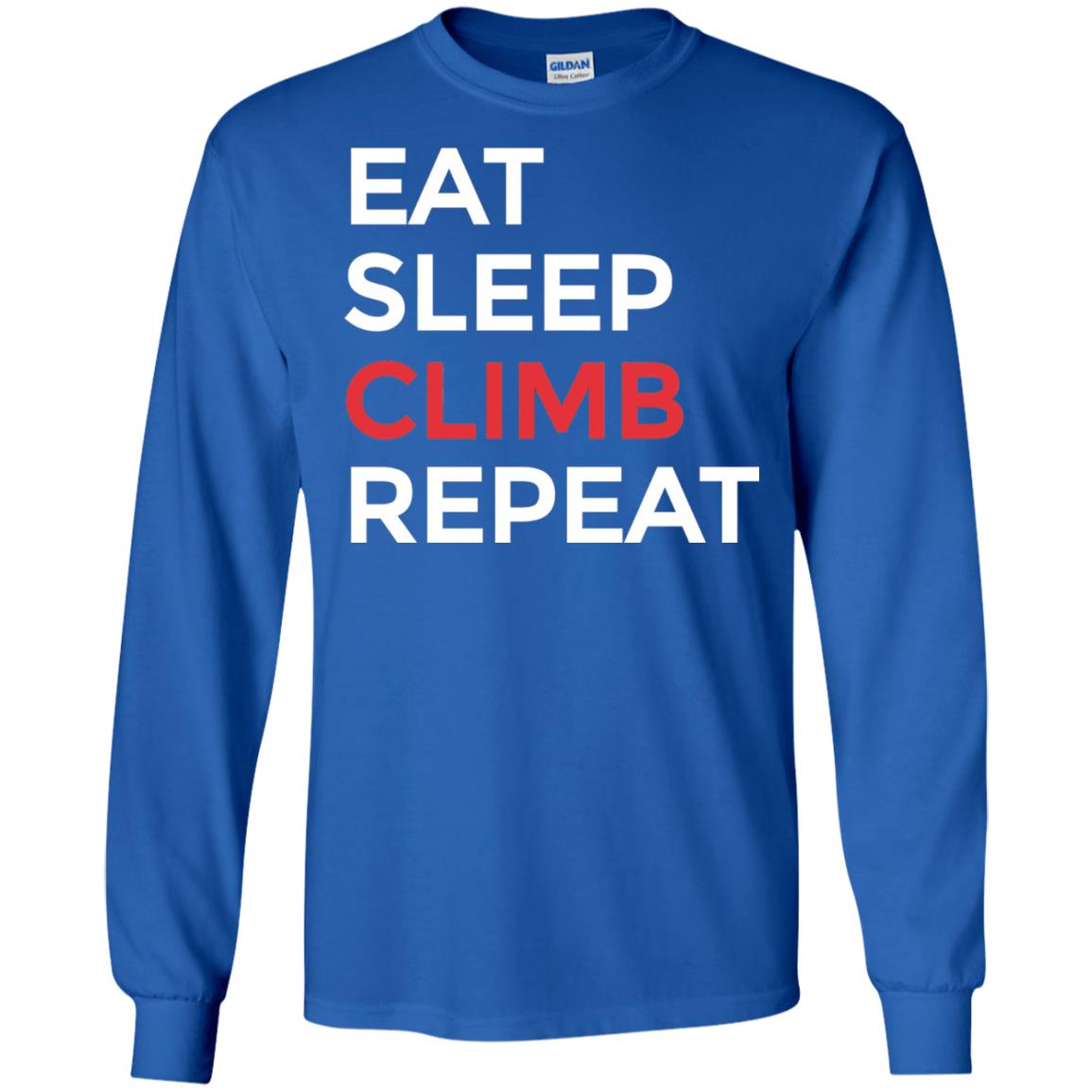 Eat Sleep Climb Repeat Mountain Climber Rock Climbing Shirt Royal
