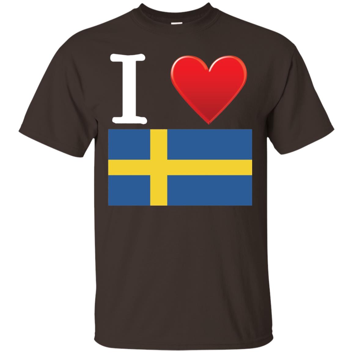 I Heart Love Sweden Flag T-shirt Dark Chocolate