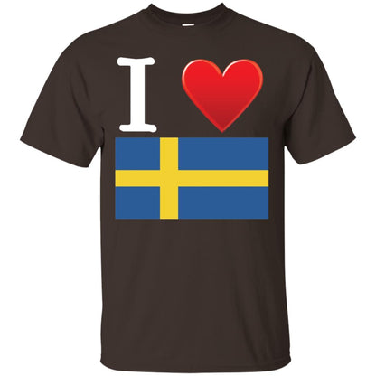 I Heart Love Sweden Flag T-shirt Dark Chocolate