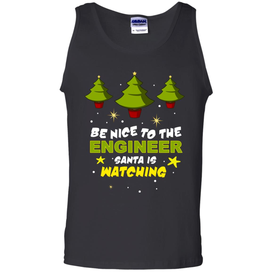 Be Nice To Be Engineer Santa Is Watching X-mas Gift Shirt Black