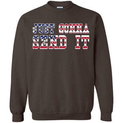 Patriotic Red White Blue T-shirt Just Gonna Send It Dark Chocolate