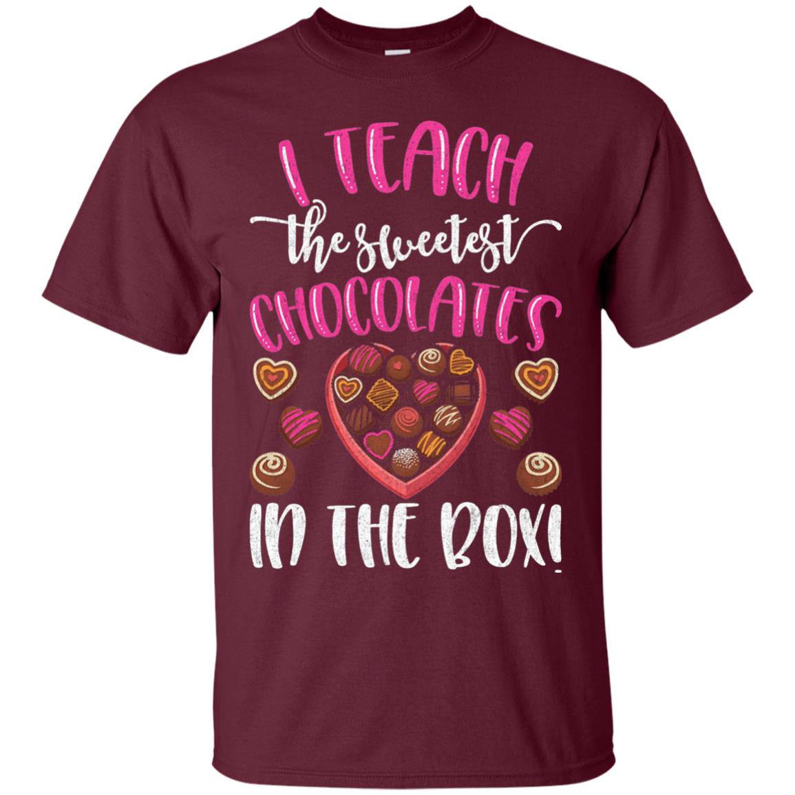Sweetest Chocolates In The Box Teacher Valentines Day T-shirt Maroon