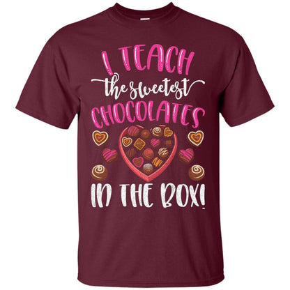 Sweetest Chocolates In The Box Teacher Valentines Day T-shirt Maroon
