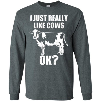 Cow Lovers T-shirt I Just Really Like Cows Ok Dark Heather