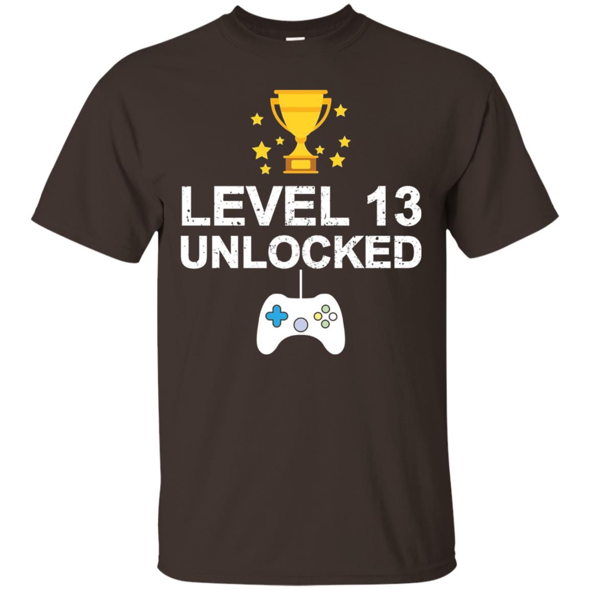 Level 13 Unlocked Funny 13th Birthday T-shirt Dark Chocolate