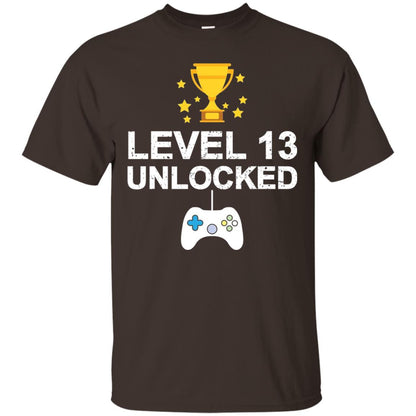 Level 13 Unlocked Funny 13th Birthday T-shirt Dark Chocolate