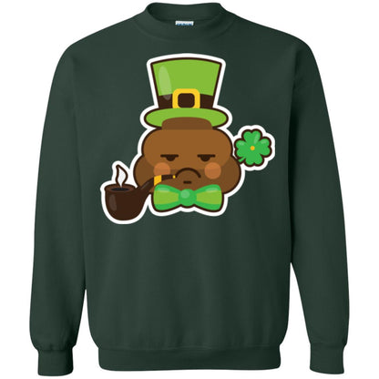 Saint Partick_s Day T-shirt Leprechaun Poop Emoji With Patrick Hat Forest Green