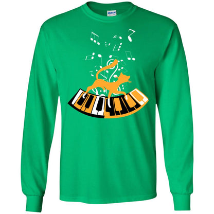 Cat Plays Piano Shirt For Mens Womens Irish Green