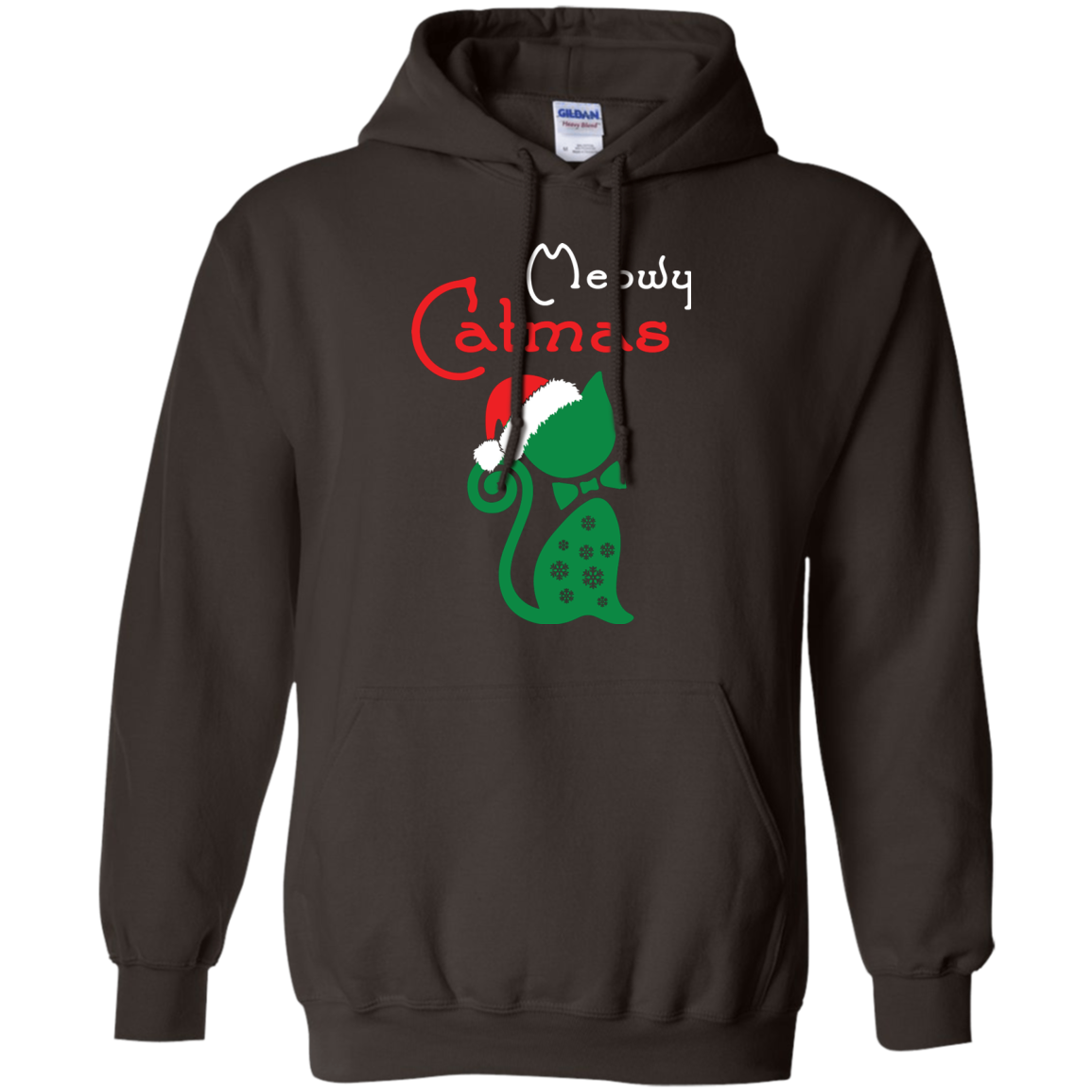 Cat Christmas T-Shirt Meowy Catmas Dark Chocolate
