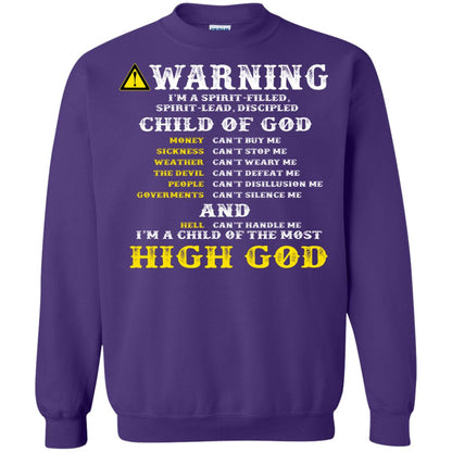 Christian T-shirt Warning I’m A Spirit-filled Spirit-lead Discipled Child Of God Purple