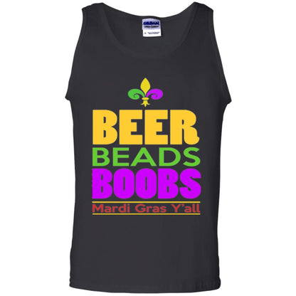 Mardi Gras T-shirt Beer Beads Boobs Black