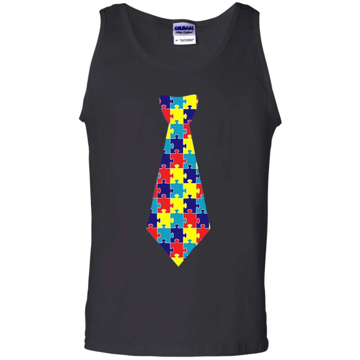 Autism Awareness T-shirt Puzzle Neck Tie 2018 Black