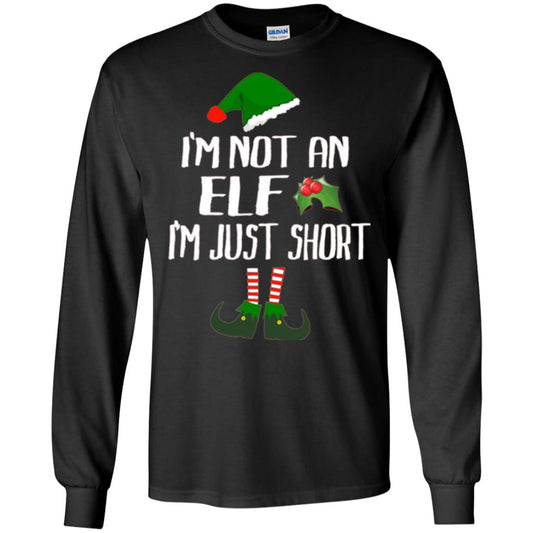 Funny Christmas T-shirt I_m Not An Elf I_m Just Short Black