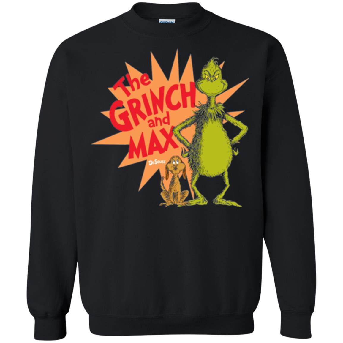 Cartoon T-shirt Dr. Seuss Grinch And Max Burst Black