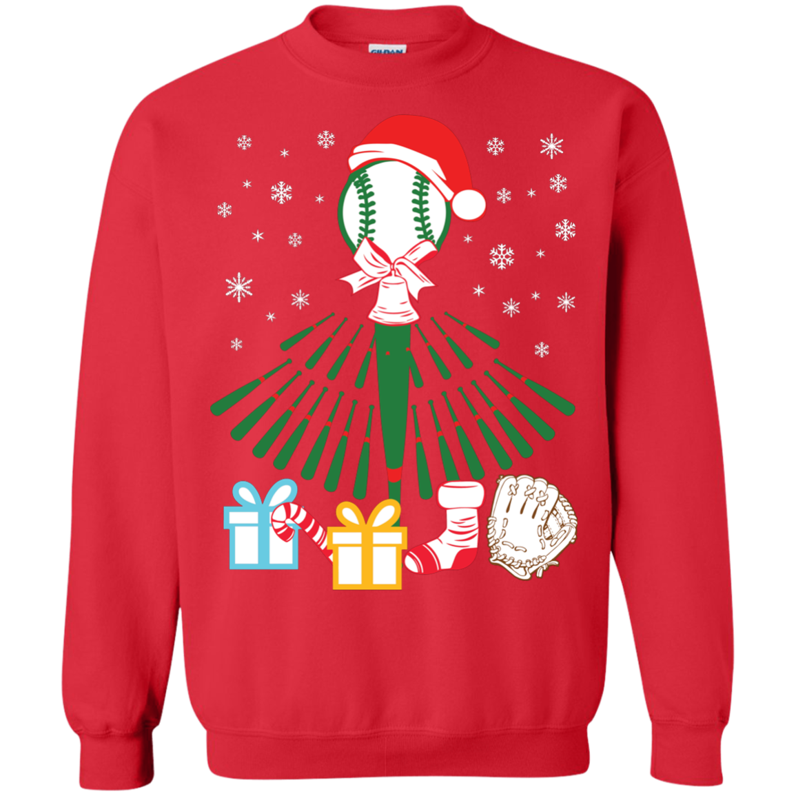 Baseball Christmas T-Shirt Red