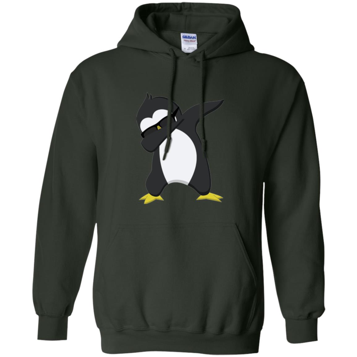 Chirstmas T-shirt Dabbing Penguin Forest Green
