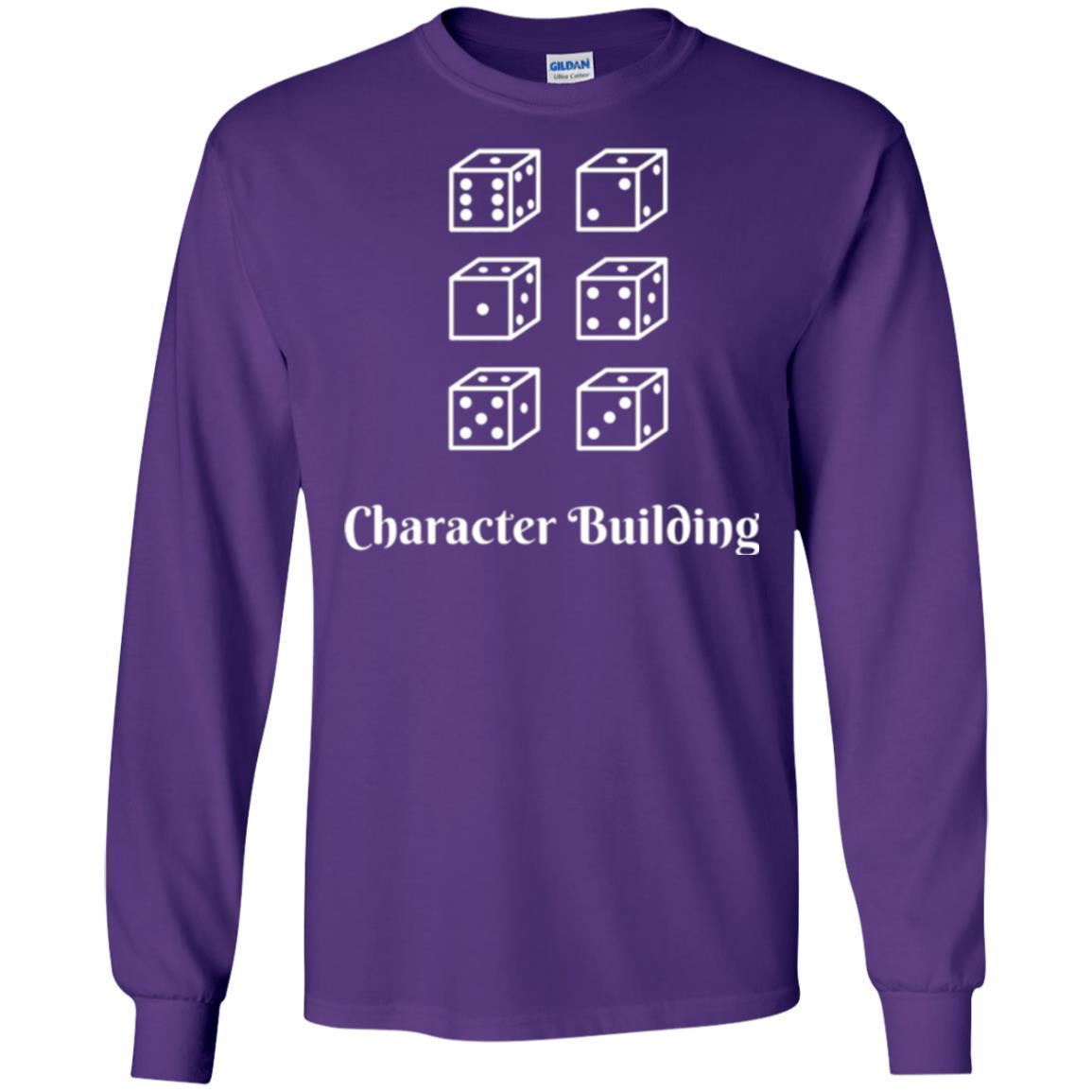 Gamer T-shirt Character Building Rolling Dice Purple