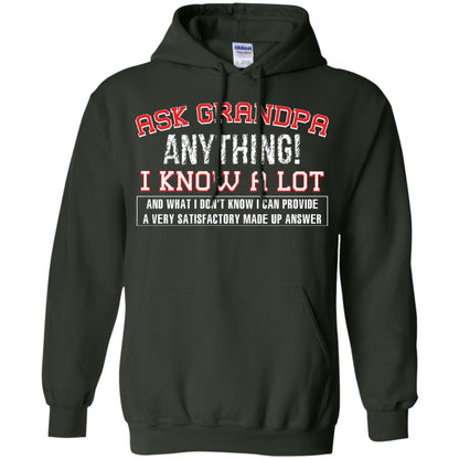 Ask Grandpa Anything I Know A Lot Funny Saying Gift Shirt For Papa Forest Green