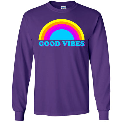 Rainbow Groovy Good Vibes T-shirt Purple