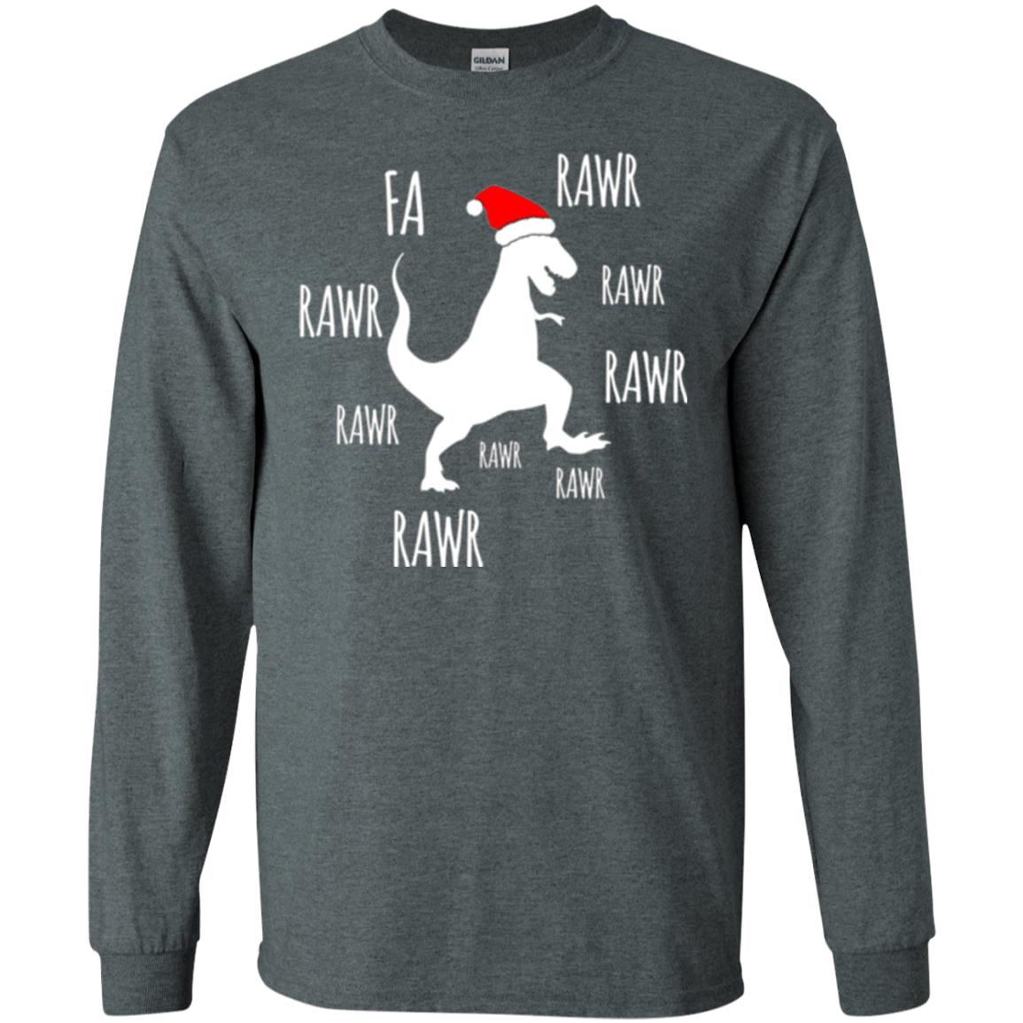 Christmas T-shirt Fa Rawr Rawr Funny T-rex Dinosaur Dark Heather
