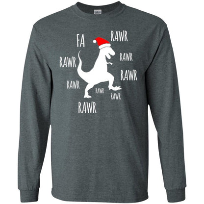 Christmas T-shirt Fa Rawr Rawr Funny T-rex Dinosaur Dark Heather