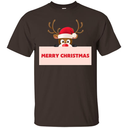 Christmas T-shirt Reindeer Merry Christmas T-shirt Dark Chocolate