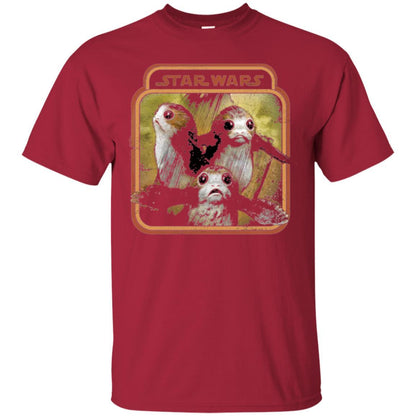 Film T-shirt Star Wars Last Jedi Porg Triplets Retro Box Graphic Cardinal