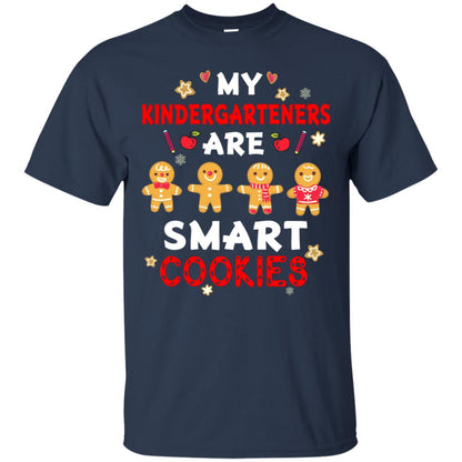 My Kndergarteners Are Smart Cookies X-mas Gift Shirt For Kindergarten Teachers Navy