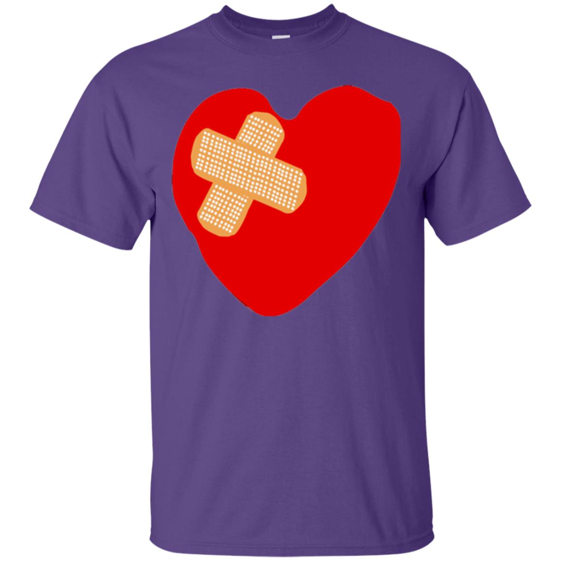 Funny Patched Up Heart Graphic T-shirt Purple