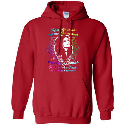 April Woman Shirt The Soul Of A Mermaid The Fire Of Lioness The Heart Of A Hippeie The Spirit Of A Butterfly Red