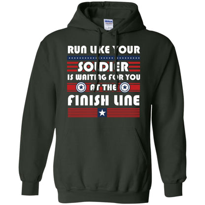 Soldier T-shirt Run Like Your Soldier Is Waiting For You At The Finish Line Forest Green