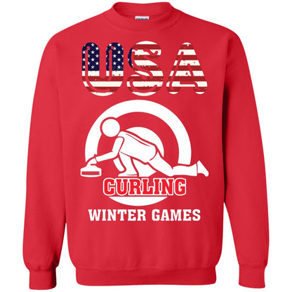 Usa Curling Winter Games Curling Lover T-shirt Red
