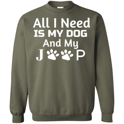 Dogs Lover T-shirt All I Need Is My Dog And My Jeep Military Green