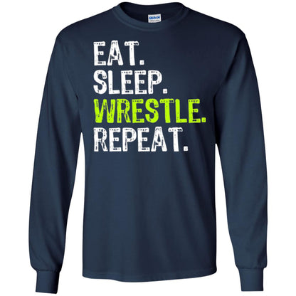 Wrestling T-shirt Eat Sleep Wrestle Repeat Navy