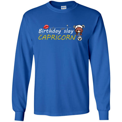 Cute Capricorn Girl Birthday Lip Slay T-shirt Royal