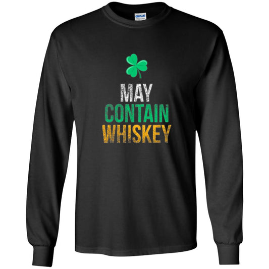 Funny St. Patricks Day T-shirt May Contain Whiskey Black