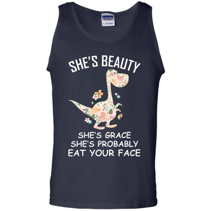 She_s Beauty She_s Grace She_s Probably Eat Your Face Saurus Lover Shirt Navy