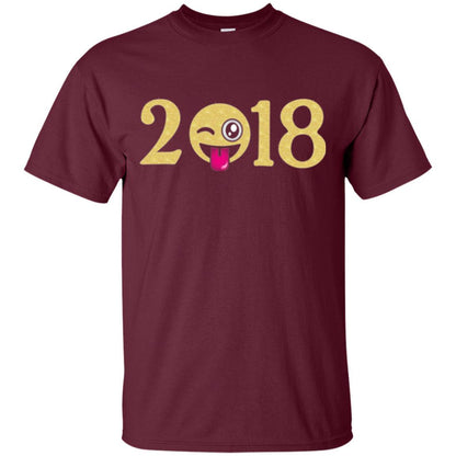 Happy New Year T-shirt Face New Year 2018 Party Maroon