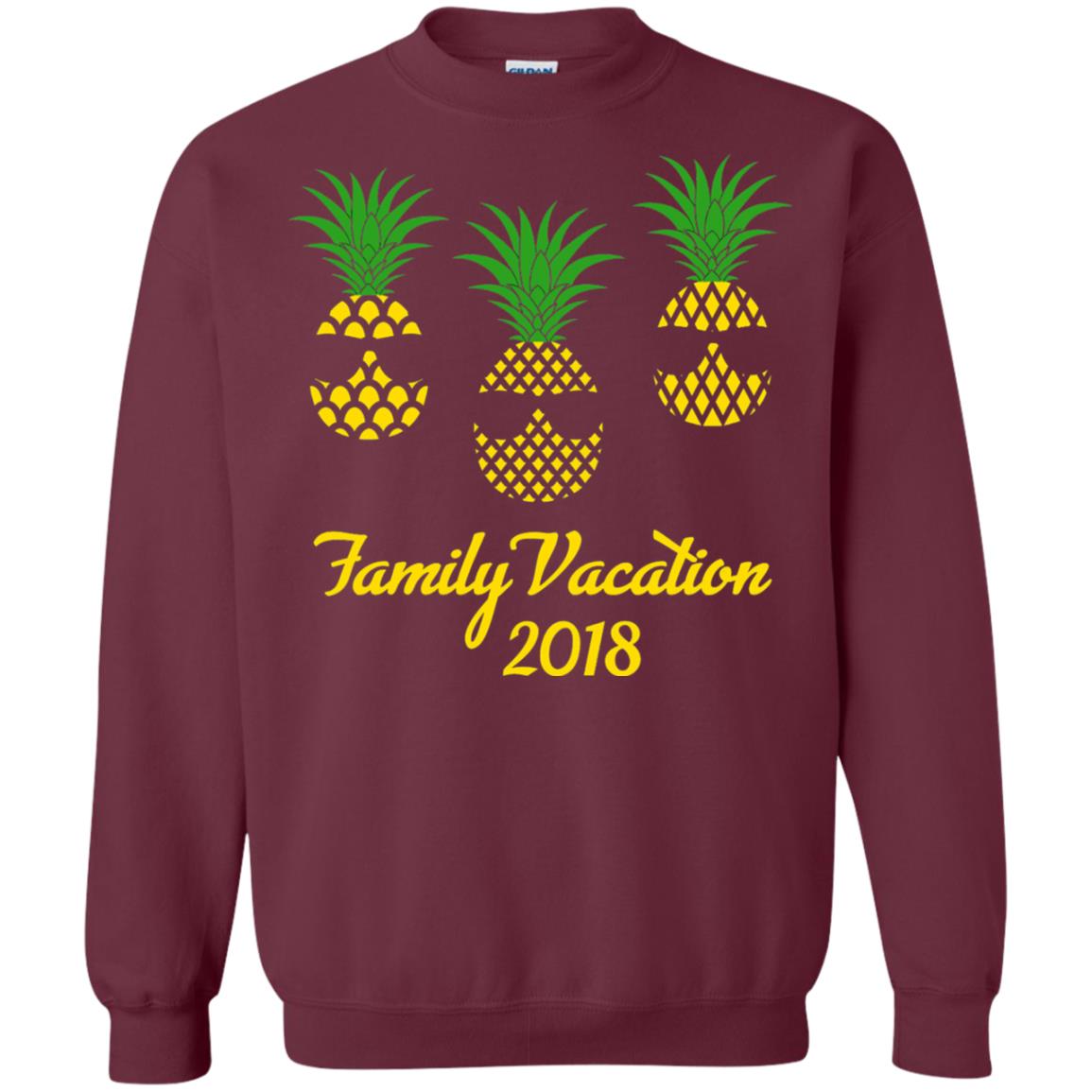 Family Vacation 2018 Shirt Hawaii Pineapple Sunglasses Maroon