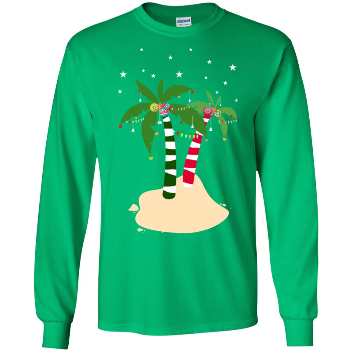Decorated Tropical Coconut Tree Merry X-mas 2018 Gift Shirt Irish Green