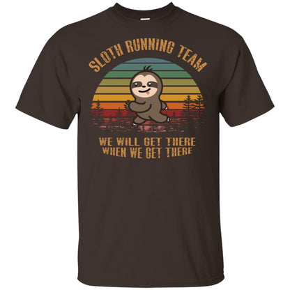 Sloth Running Team We Will Get There When We Get There Shirt Dark Chocolate