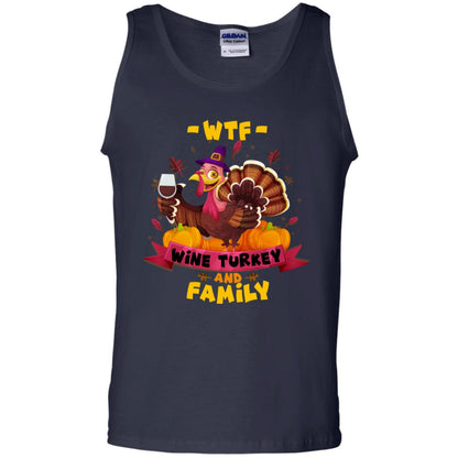 Turkey Wine Family Thanksgiving Drinking Gift Shirt For Family Navy