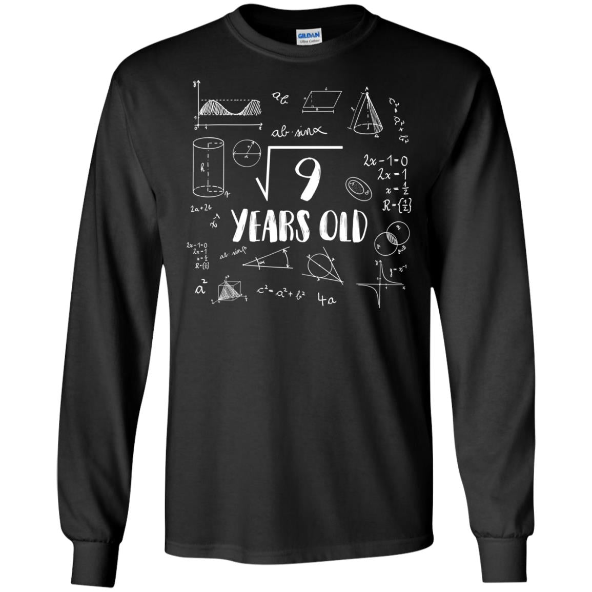 Square Root Of 9 3rd Birthday 3 Years Old Math T-shirtG240 Gildan LS Ultra Cotton T-Shirt