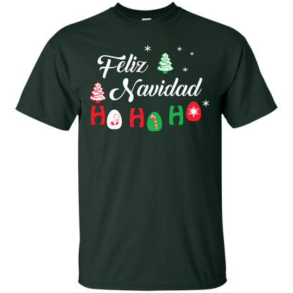 Chirstmas T-Shirt Feliz Navidad Ho Ho Ho Forest Green